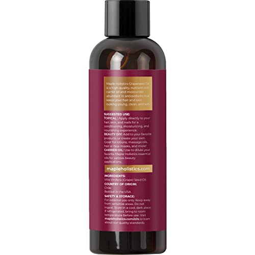Pure Grapeseed Oil For Skin Care - Cold Pressed Grape Seed Oil Liquid For Skin With Moisturizing Carrier Oil For Essential Oils Mixing - Natural Vitamin E Anti Aging Body Oil For Dry Skin And Hair #TOP1
