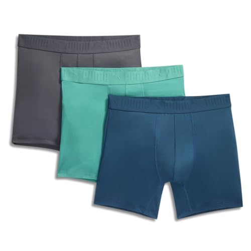 PUMA Mens 3 Pack Ultra Soft Boxer Briefs - Black, Green, Grey - Main Image