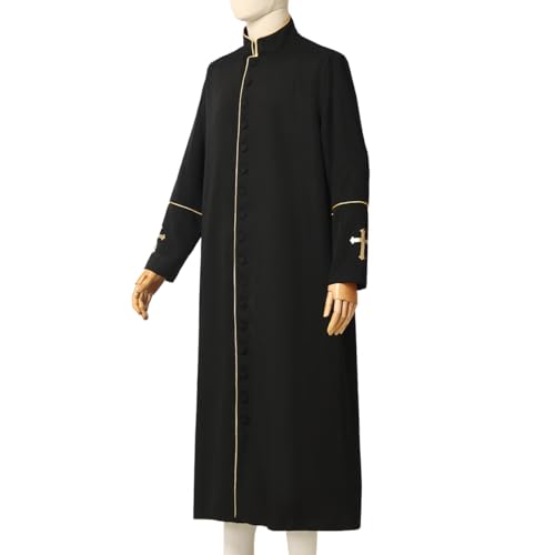 Image of CAMDOM Men's Clergy Cassock Church Minister Robe Vestment for Pastor