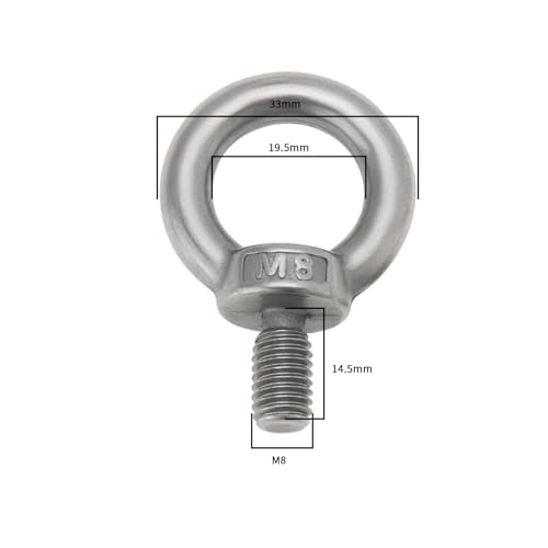 Image of OTOTEC 4 Sets M8 Lifting Eye Bolts with M8 Lock Nuts 304 Stainless Steel Eye Bolt for Mechanical Equipment Electric Power Marine Transportation, 264-B-BFW