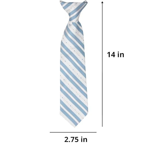 tiemart Boys' Sky Blue Anna Floral Stripe Clip-On Tie, 14" Length2