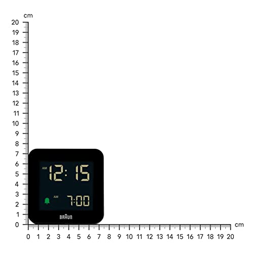 Braun Plastic Digital Alarm Clock with Snooze, Negative LCD Display, Quick Set, Crescendo beep Alarm in Black, Model BC09B