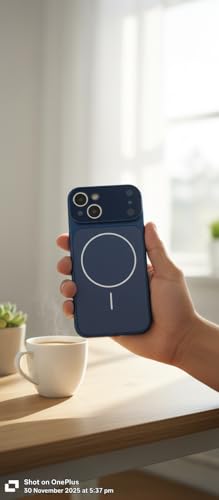Image of Back Cover for iPhone 14 Case Soft Matte Glass Protective Camera Lens Plating with Magnetic for Magsafe Wireless Charging TPU Cover for iPhone 14 (Blue)