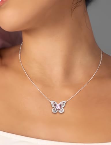 Butterfly Necklace Celtic Irish Jewelry 925 Sterling Silver Birthstone Necklaces for Women Sapphire/Ruby/Emerald Gemstone Cute Butterfly Pendant Necklace2