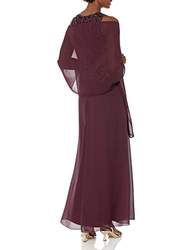 Image of J Kara Womens Plus Size Sleeveless Beaded Pop Over Long Dress with Scarf