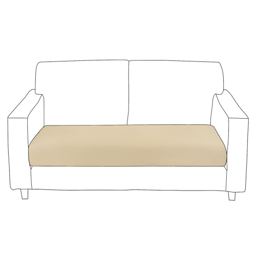 Image of HOKIPO Polyester 100% Waterproof 140GSM Stretchable Sofa Seat Cushion Cover 2 Seater, Beige (AR-5353-BGE)