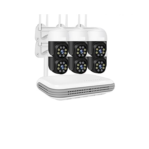 JOXLOVER H.265 8CH 4MP 2MP di Telecamere Wireless Umanoide Bidirezionale con Tracciamento Automatico Telecamere PTZ Intelligenti Mini Set di Sorveglianza per Esterni(500g,8CH NVR x 6 Cam 2MP)