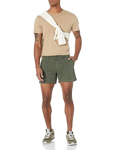Image of Amazon Essentials Men's Slim-Fit 5 inch Flat-Front Comfort Stretch Khaki Chino Shorts with Elastic Waistband