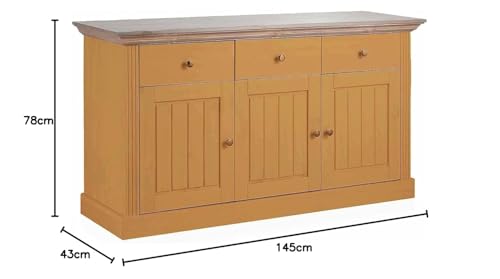 Image of APRODZ Solid Wood Alegre Sideboard Storage Cabinet for Living Room | Medallion Yellow