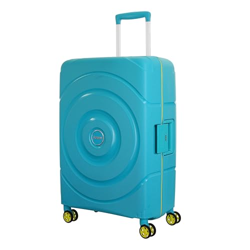 Image of American Tourister Polycarbonate Material Circurity Max 68 cm Small Hardside Cabin Suitcase with Xtrasecu 3-Point Locking System & Double 8 Spinner Wheels for Unisex - Scuba Blue