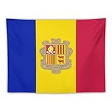 GONMFKM Tapisserie De Drapeau D'Andorre, Montrer Le Soutien À Andorre, Tapisserie De Drapeaux De Pays, Tapisserie D'Art Patriotique, Décoration Murale À Suspendre Pour Chambre À Coucher, Dortoir, Cl