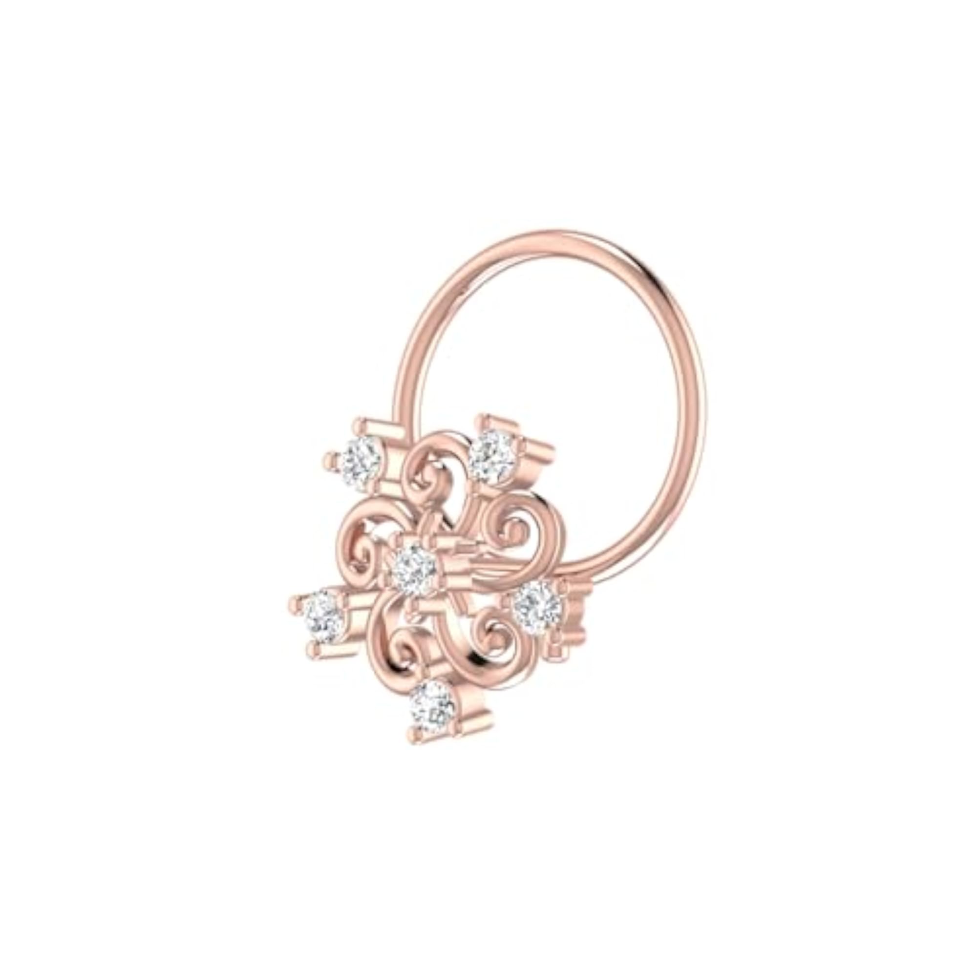 Women's 14Kt Rose Gold Stud Nosering, Elegant