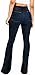 BISUAL Women's Fashion High Rise Jeans Slimming Wide Leg Stretch Denim Flare Bellbottom Jeans (Dark Blue, US12)