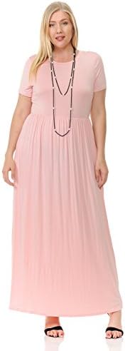 Women's Short Sleeve Maxi Dress with Pockets in Plus Size