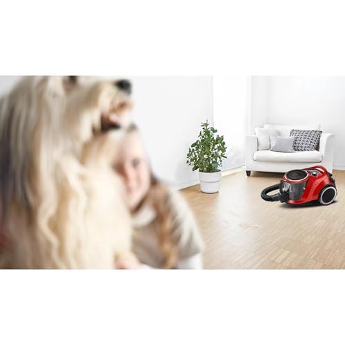 Bosch usisavač bez vrećice Series 6 BGC41PET, usisavač u spremniku, idealan za životinjsku dlaku i alergičare, higijenski filter, 10 godina garancije na motor, za parket, tepih, pločice, turbo mlaznica, tih, 700 W, crvena