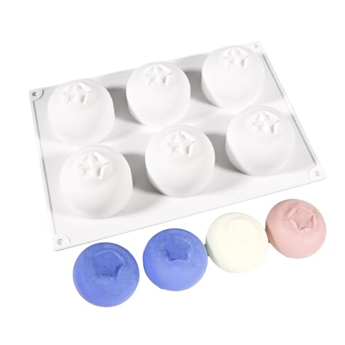 Moldes para hornear – Moldes de silicona de alimenticio con 6 cavidades de arándanos | Suministros para hornear magdalenas resistentes al calor para pasteles, pudín, gelatina, galletas