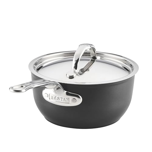 Image of Hestan TITUM Fusion 2 Quart Nonstick Saucepan with Lid, Double Impact Stainless Steel Base & Aluminum Body, Induction Compatible, Made without PFOAs