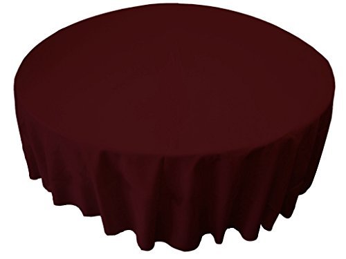 LA Linen Polyester Poplin Washable Round Tablecloth, Stain and Wrinkle Resistant Table Cover 90", Fabric Table Cloth for Dinning, Kitchen, Party, Holiday 90-Inch, Burgundy, (TCpop90R_Burgundy117)