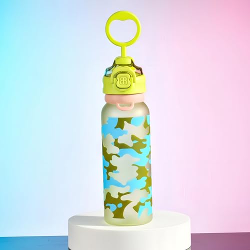 Image of BAYBEE 2 in 1 Baby Sipper Bottle for Kids | Anti-Spill BPA Free Baby Water Bottle with Silicone Straw & Carry Handle | 900 ML Drinking Water Bottle for Kids Toddlers 12+ Months Boys Girls (Green)