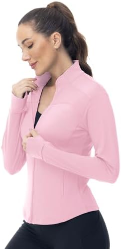 Gopune Women's Workout Athletic Jacket Lightweight Zip Up Yoga Slim Fit Tops with Pockets
