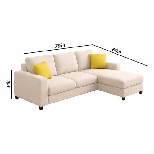Image of Casaliving Rolando 4 Seater RHS L Shape Sofa Set for Living Room (Cream, 4 Seater RHS)