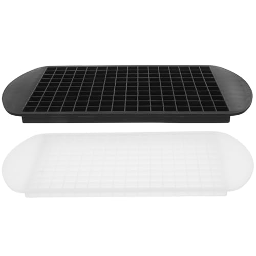 PAMINGONO Bandeja para Cubitos de Hielo de Silicona 160 Cubitos Apilable Juego 2 Piezas Transparente y Negro Mini Molde Cuadrado para Congelador Bebidas y Cocina