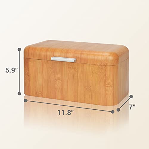 Alhom Bread Box/Keeper/Holder/Bin For Kitchen Counter, Countertop, Bread Storage Container, Stainless Steel, Vintage, Metal, Wood Grain Design #TOP1