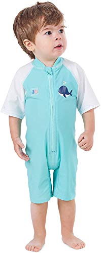 Juicy Bumbles Bañador Bebe Niño - Traje de Baño con Protección Solar Anti UV de Una Pieza para Bebés y Niños Pequeños - Traje de Mangas Cortas UPF50 + Ballena - 6-12 Meses