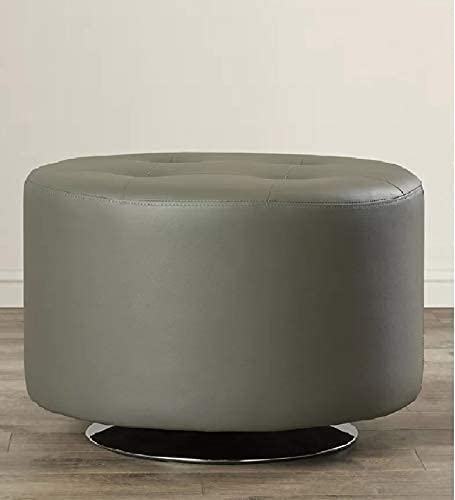 Revolving Round Leatherette Pouffe Ottoman Seating for Office Study Room Meeting Room Gallery (17x22x22) - Grey-image-46