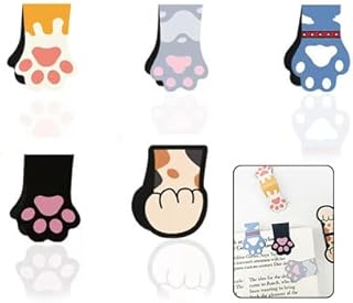 Cute Cat Paw Magnetic Bookmarks, 5 PCS Magnetic Cute Bookmark for Teacher, Women & Kids - Cat Paw Design (5 Cloros-2.0)