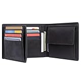 KORUTA Geldbörse Herren Leder Braun mit RFID Schutz I Echtleder Portemonnaie Groß I 13 Fächer I Geldbeutel für Männer I Brieftasche Wallet Portmonee aus echtem Leder Schwarz (Hunter)