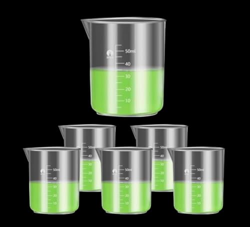Image of Plastic Measuring Cups Graduated Epoxy Resin Mixing Cups, Small Beaker, Plastic Measuring Cup for Epoxy Resin, Paint, Art Craft, Soap Candle Tumbler Making (6, 50ml)