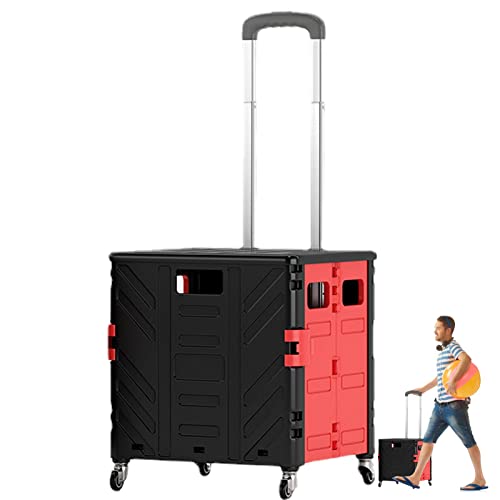 Zusammenklappbarer Wagen mit Rädern, Einkaufstrolley, zusammenklappbar, multifunktionaler Bollerwagen-Werkzeugträger mit… – Bild 6