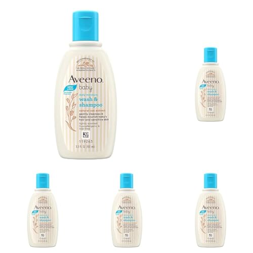 Image of Aveeno Baby Daily Moisture Wash and Shampoo (100ml) | Cleanses hair & body | Oat kernel extract & glycerin | Tear-free, soap-free, paraben-free, hypoallergenic | US #1 Pediatrician recommended