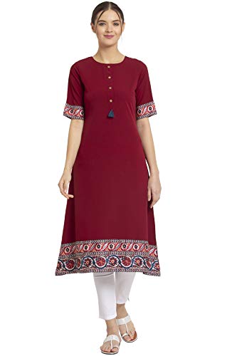 Image of Women's Crepe Skinny Kurta (ALC9118GREY1 Maroon XXL)
