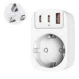 Adaptador Enchufe UK a español, THUNIX Adaptador de Viaje con 2 USB C y USB A, Adaptador Enchufe Ingles Tipo G para Irlanda Maldivas Dubai Bretaña Singapur HK