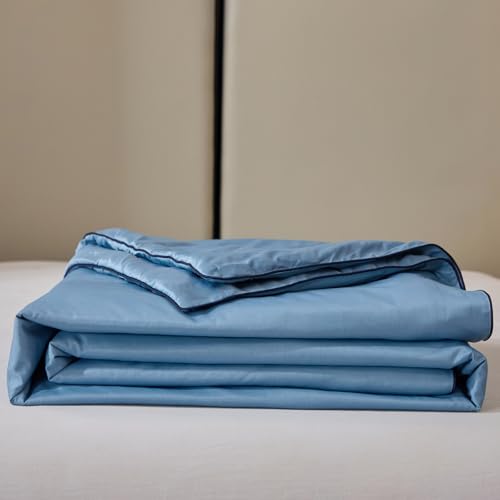 2025 Premium Non-Vacuum Reversible Lightweight Cooling All Season Comforter Quilt - Soft Breathable Fluffy (Sky Blue, King) - image 5