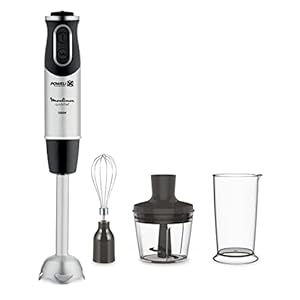 Moulinex DD6558 Quickchef 3-in-1 staafmixer, 1000 W, mixer met Powelix-technologie en 10 snelheden, 3 accessoires, beker 800 ml, hakmolen 500 ml en garde, messen van roestvrij staal