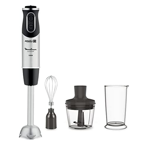 Moulinex DD6558 Quickchef 3-in-1 staafmixer keukenmixer, 1000 W, mixer met Powelix-technologie en 10 snelheden, 3 accessoires, beker 800 ml, hakmolen 500 ml en garde, messen van roestvrij staal