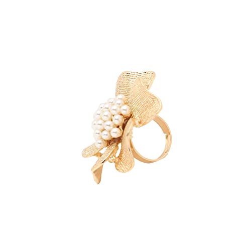Image of SOHI Cocktail Ring for Women & Girls, Chunky Ring, Finger Ring, adjustable ring, Ladies Ring, Gold Plated Ring, aesthetic jewellery, hand ring for women