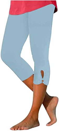 Women's High Waist Solid Color Regular Leggings Casual Cargo Pants Sweatpants Stretchy Work Capris with Pokets,Joggers with Pockets Cargo Sweatpants Elastic,2*Light Blue,Small