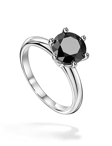 Michooyel Moissanite Engagement Ring for Women, 2CT BLACK/PINK/YELLOW/RAINBOW/SEA BLUE/D-E/Crystal AB Moissanite Solitaire Promise Rings, D Color VVS1 Simulated 925 Sterling Silver Rings