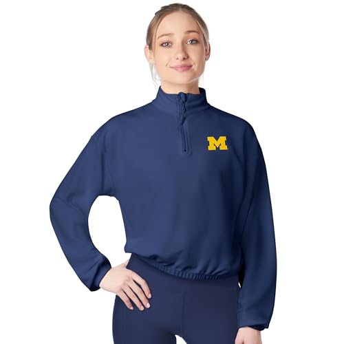CERTO NCAA Michigan Wolverines Quarter Zip Cropped Pullover, Long Sleeve Sweatshirt, XX-Large Navy by CERTO - Used condition - US$39.38