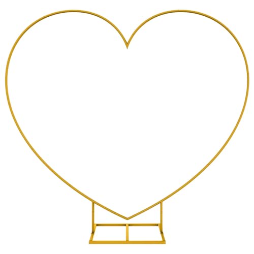 LANGXUN Large Size Metal Balloon Arch Kit Wedding Heart Arch Stand Love Balloon Column Arch Frame for Wedding Bridal Valentines Day Engagement and Birthday Party Supplies (Gold)