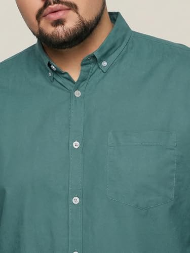 Image of Urbano Plus Men's Cotton Full Sleeve Regular Fit Solid Oxford Shirt with Button-Down Collar