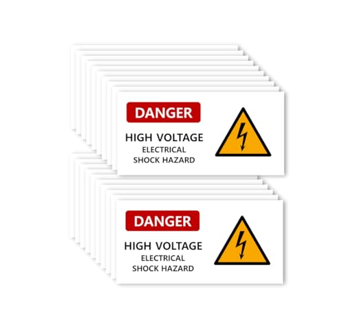 (20 Pack) Danger High Voltage Warning Stickers – Electrical Shock Hazard Signs, 6"x3" Waterproof Vinyl Labels, OSHA Safety Decals for Indoor/Outdoor Equipment (Option: 10 Pack / 20 Pack / 30 Pack) (20)