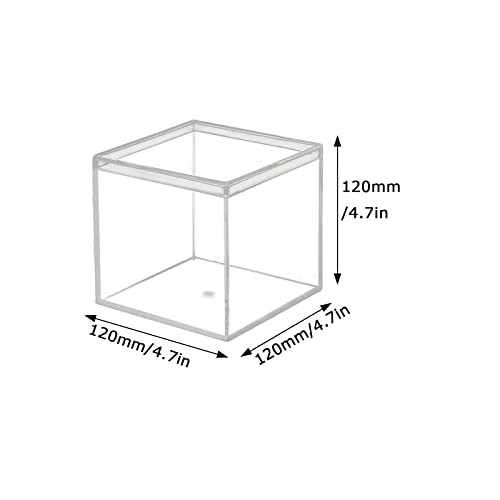 Image of Clear Acrylic Box with Lid, 4 Pack 4.7x4.7x4.7 inches Clear Plastic Box for Organize, Acrylic Cube Storage Container Drawer Organizer for Vanity Jewelry Accessories, Small Items