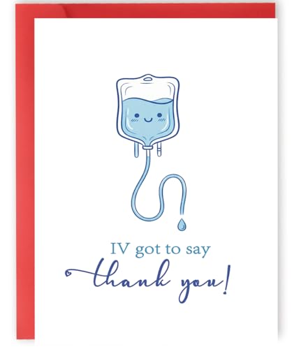 YiKaLus Cute IV Thank You Card for Doctors Nurses, Funny Medical Appreciation Gift for Healthcare Workers, Doctor's Day Card for Him Her