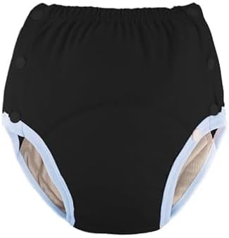 Cotton Incontinence Pants for Adults Washable, Breathable, Adjustable Leak-Proof Underwear for Elderly Black, S