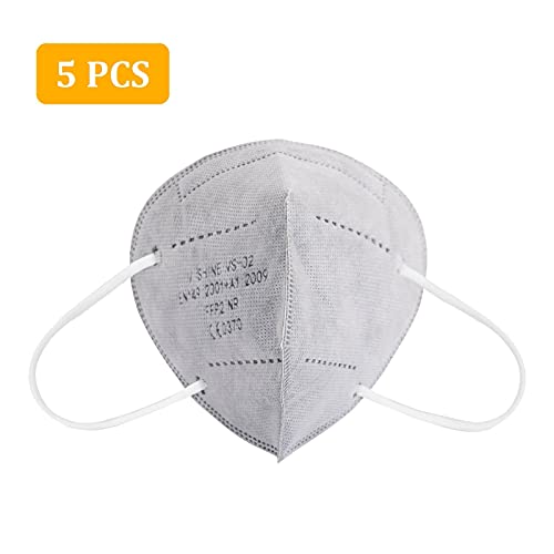 Volwassenen_5-laags beschermend masker, 5-laags mond- en neusbescherming met neusclip, ademend, stofdicht, mond-neusbedekking, mondbescherming, verstelbaar, mond-neus, bandana, halsdoek voor dames en heren, maat K, 5 stuks - Image 3